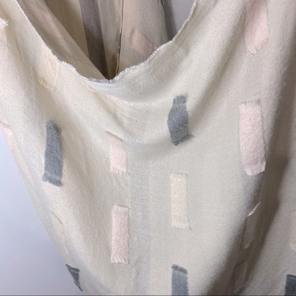 J. CREW Double-Side Beige Scarf Gray & Pink Strips